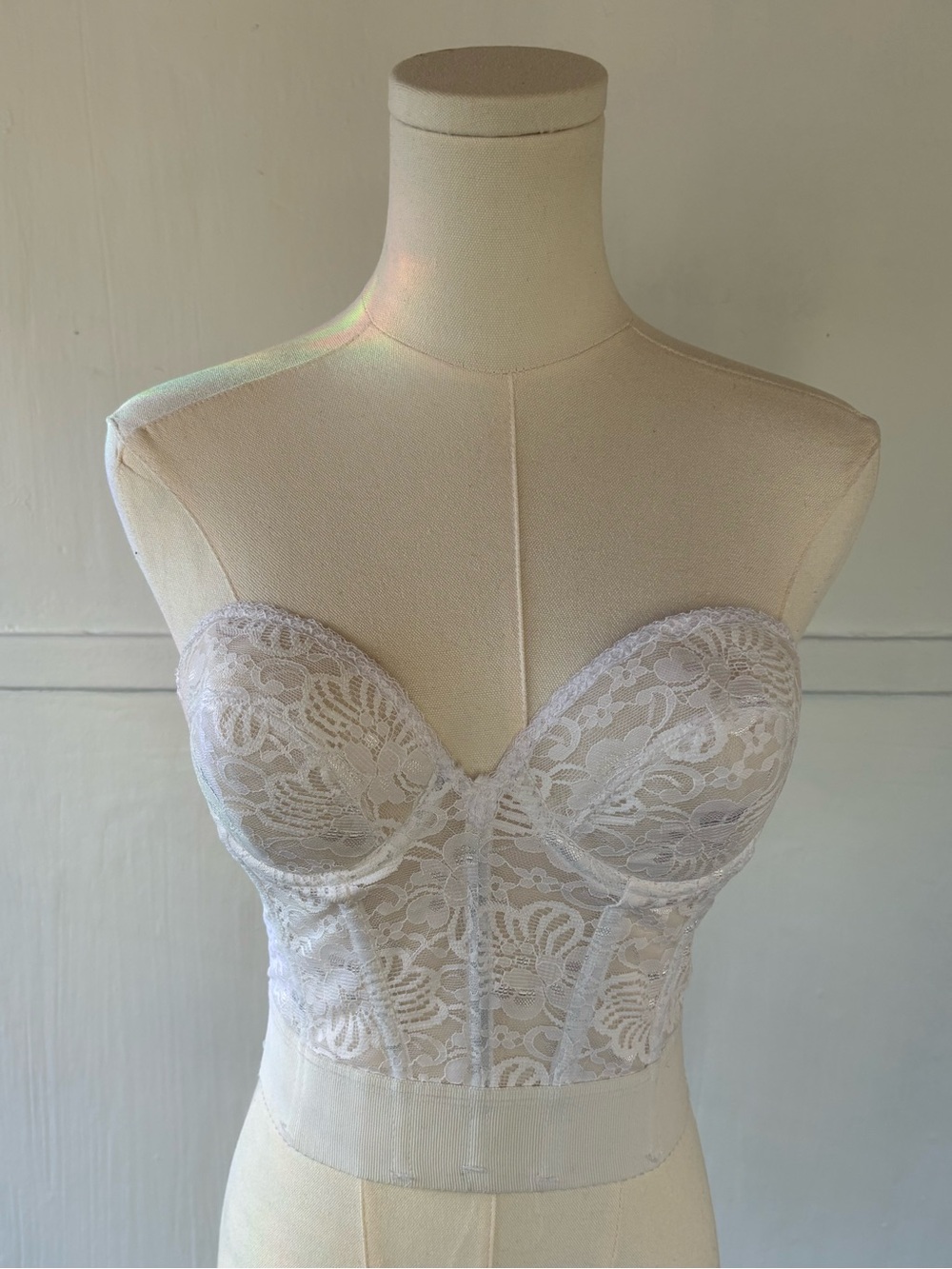 Lace Longline Strapless Bustier Bralette - White